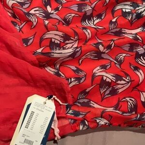 Tom Tailor Vibrant Red Floral Infinity Scarf NWT